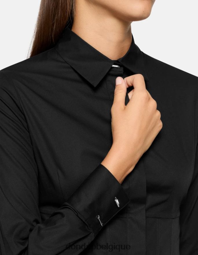 femmes vêtements DONDUP noir chemise slim en popeline 8826D0248