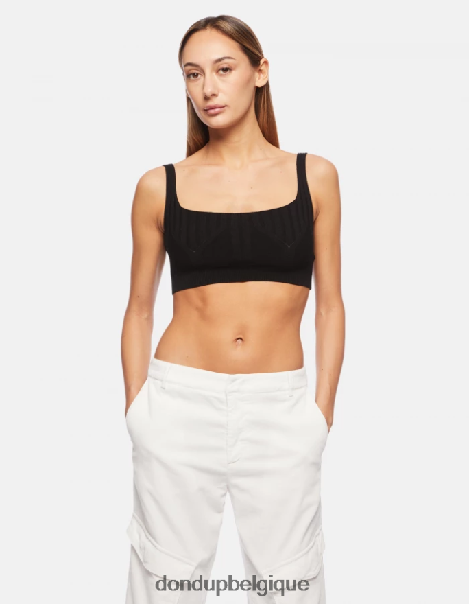 femmes vêtements DONDUP noir haut court en viscose 8826D0316