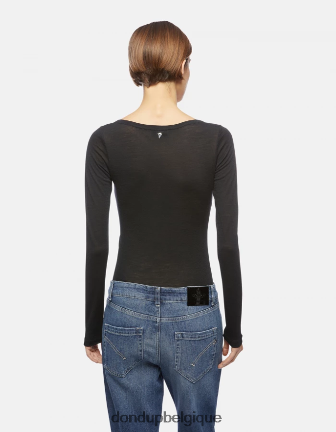 femmes vêtements DONDUP noir haut henley slim en laine 8826D0432