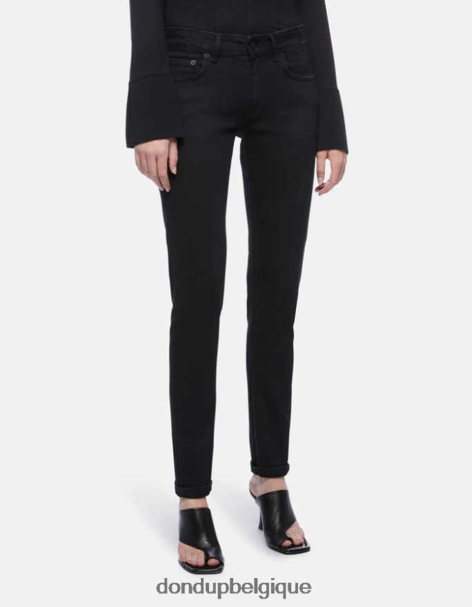 femmes vêtements DONDUP noir jean gaia en denim stretch super skinny 8826D083