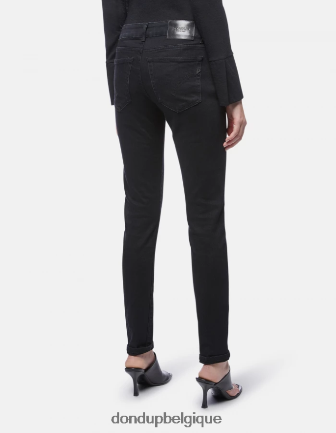 femmes vêtements DONDUP noir jean gaia en denim stretch super skinny 8826D083