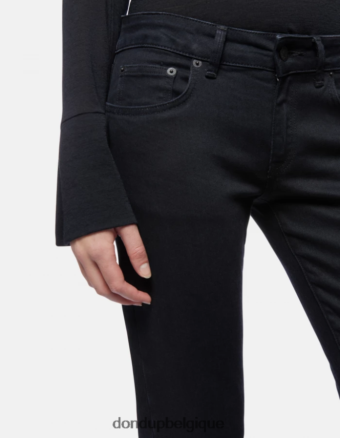 femmes vêtements DONDUP noir jean gaia en denim stretch super skinny 8826D083