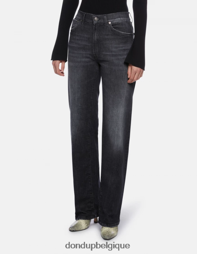 femmes vêtements DONDUP noir jean large en denim stretch mabel 8826D0104