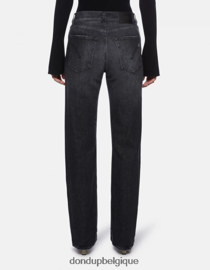 femmes vêtements DONDUP noir jean large en denim stretch mabel 8826D0104