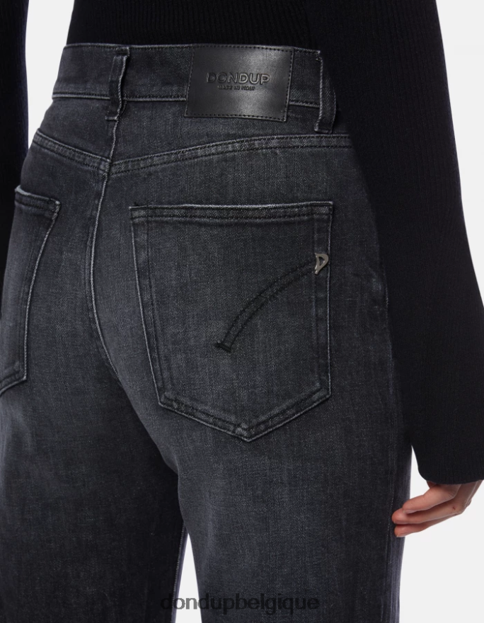 femmes vêtements DONDUP noir jean large en denim stretch mabel 8826D0104