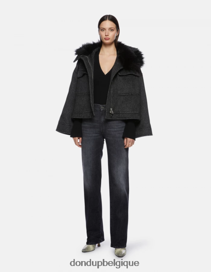 femmes vêtements DONDUP noir jean large en denim stretch mabel 8826D0104