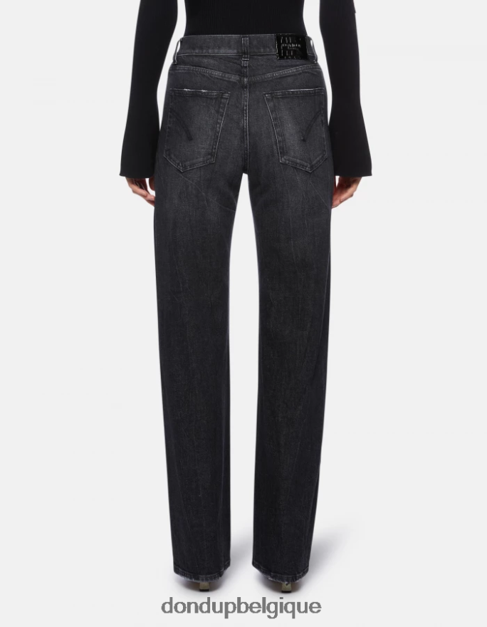 femmes vêtements DONDUP noir jean large en denim stretch mabel 8826D092
