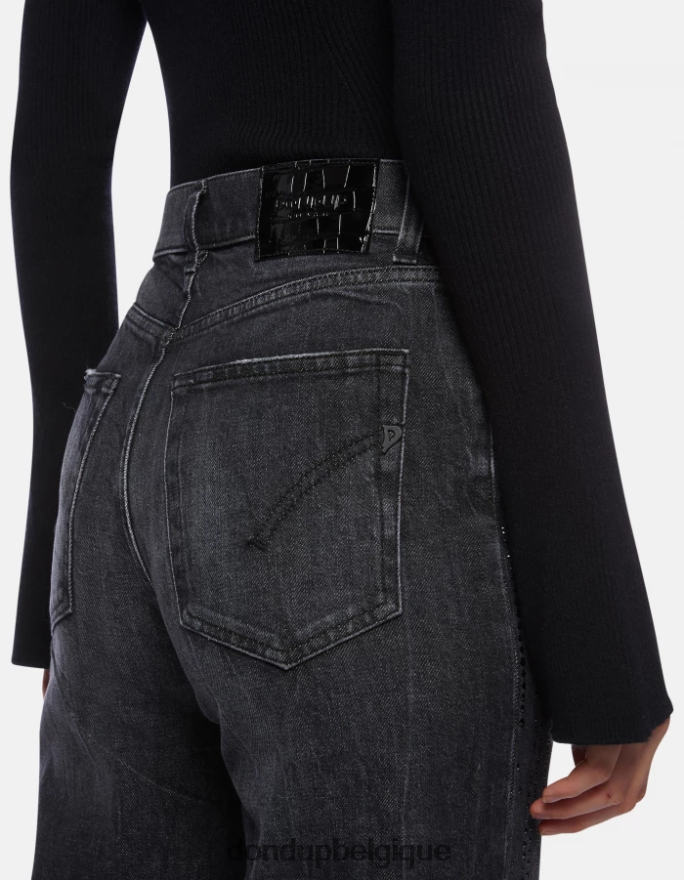 femmes vêtements DONDUP noir jean large en denim stretch mabel 8826D092