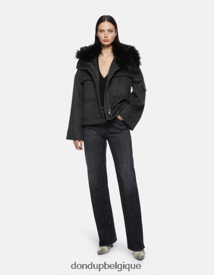 femmes vêtements DONDUP noir jean large en denim stretch mabel 8826D092