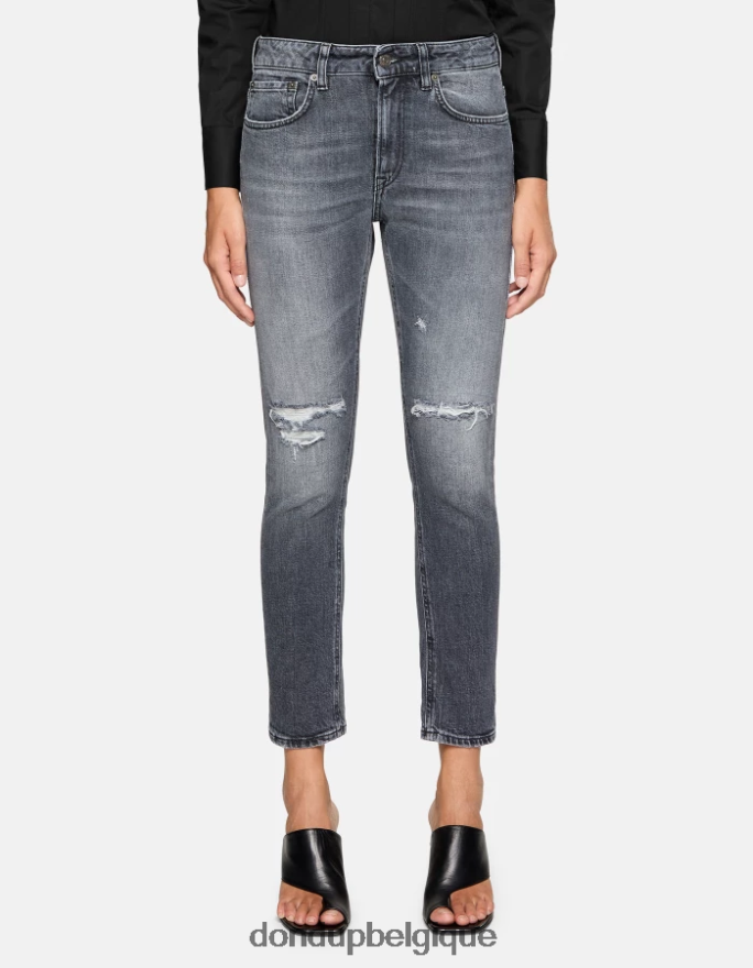 femmes vêtements DONDUP noir jean mila en denim stretch coupe carotte 8826D040