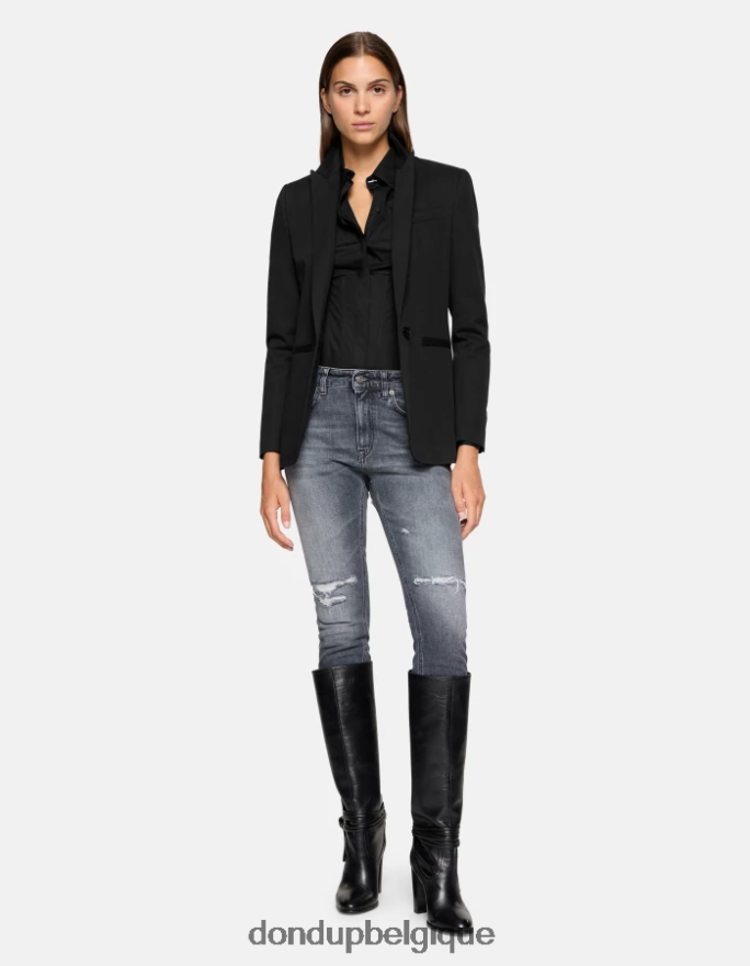femmes vêtements DONDUP noir jean mila en denim stretch coupe carotte 8826D040