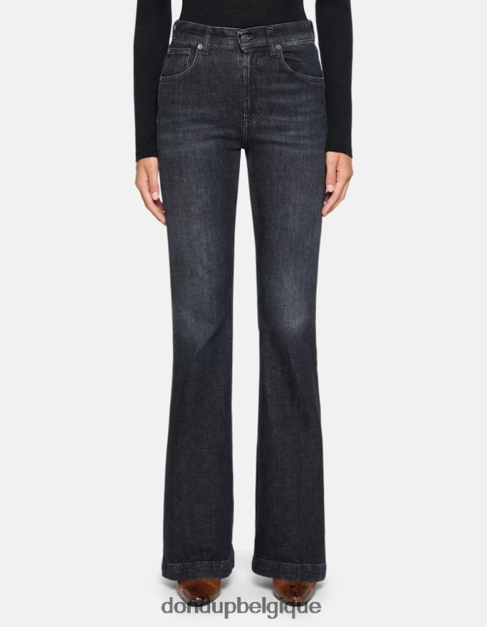 femmes vêtements DONDUP noir jean olivia en denim stretch bootcut 8826D058