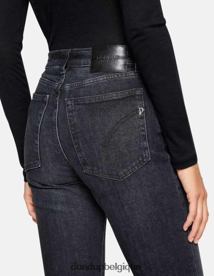 femmes vêtements DONDUP noir jean olivia en denim stretch bootcut 8826D058