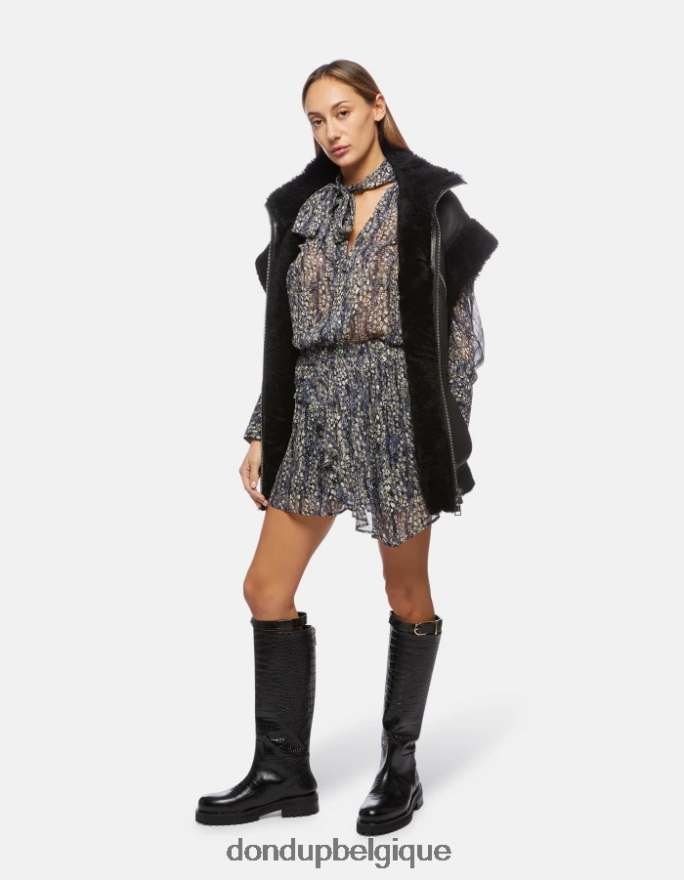 femmes vêtements DONDUP noir jupe courte en georgette 8826D0399