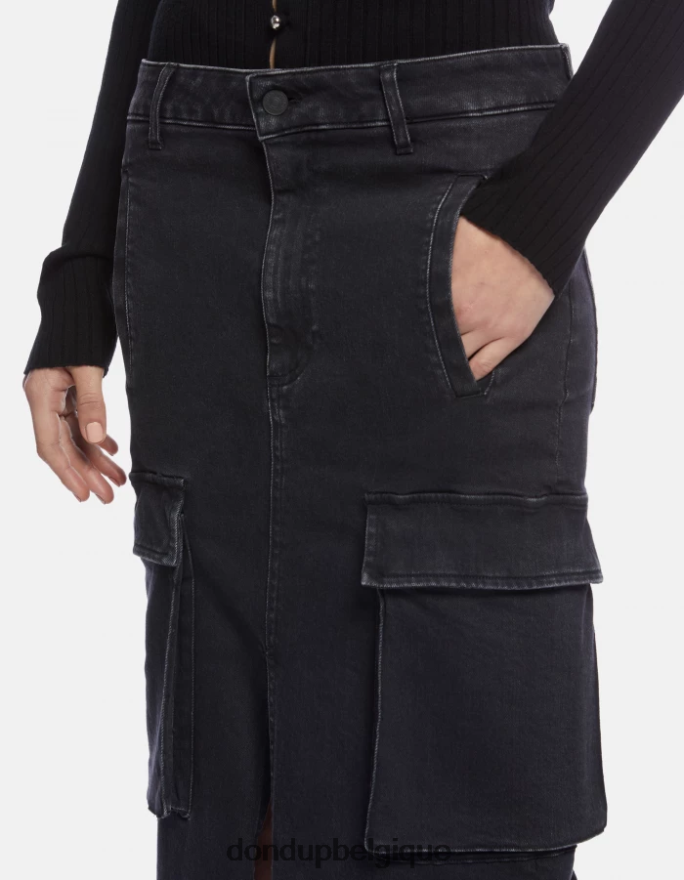 femmes vêtements DONDUP noir jupe longue en jean stretch 8826D0396