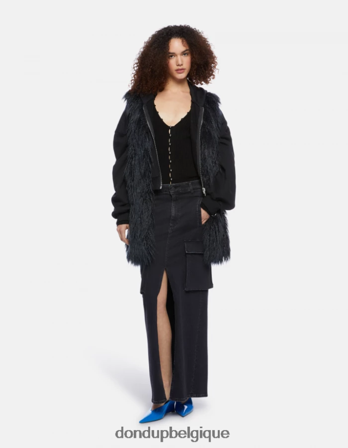 femmes vêtements DONDUP noir jupe longue en jean stretch 8826D0396