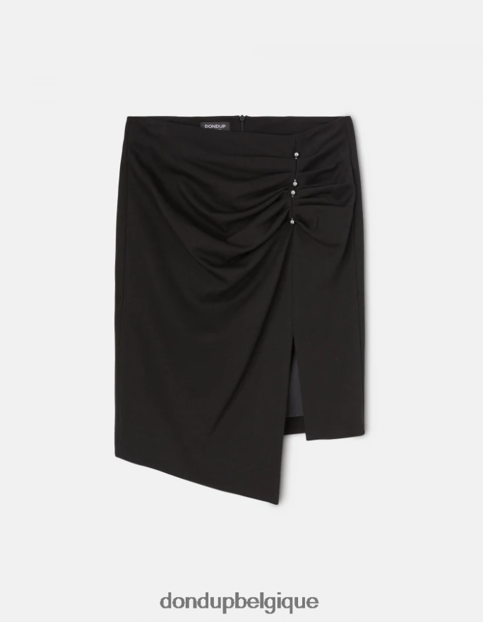 femmes vêtements DONDUP noir jupe mi-longue en jersey 8826D0402