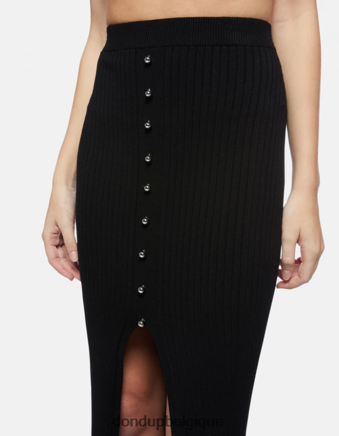 femmes vêtements DONDUP noir jupe mi-longue en viscose 8826D0407