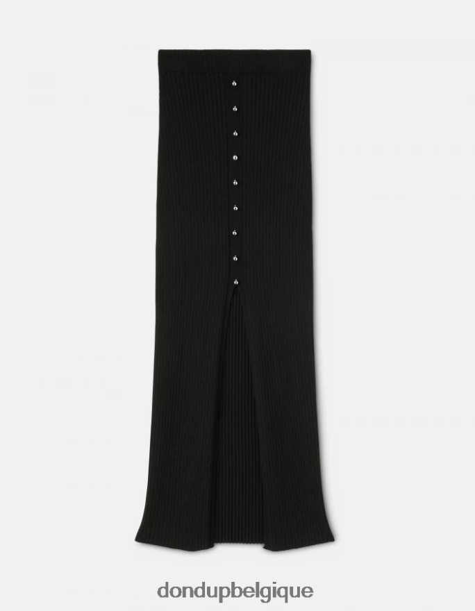 femmes vêtements DONDUP noir jupe mi-longue en viscose 8826D0407