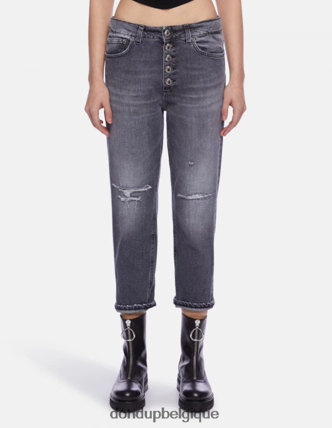 femmes vêtements DONDUP noir koons - jean ample en denim stretch 8826D0114