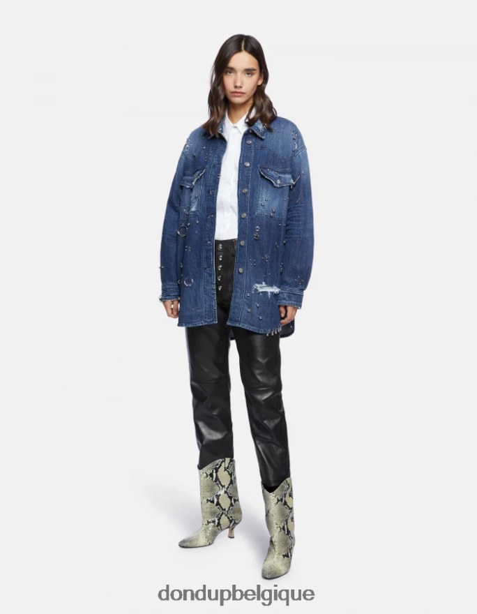 femmes vêtements DONDUP noir koons pantalon ample en cuir nappa 8826D0115