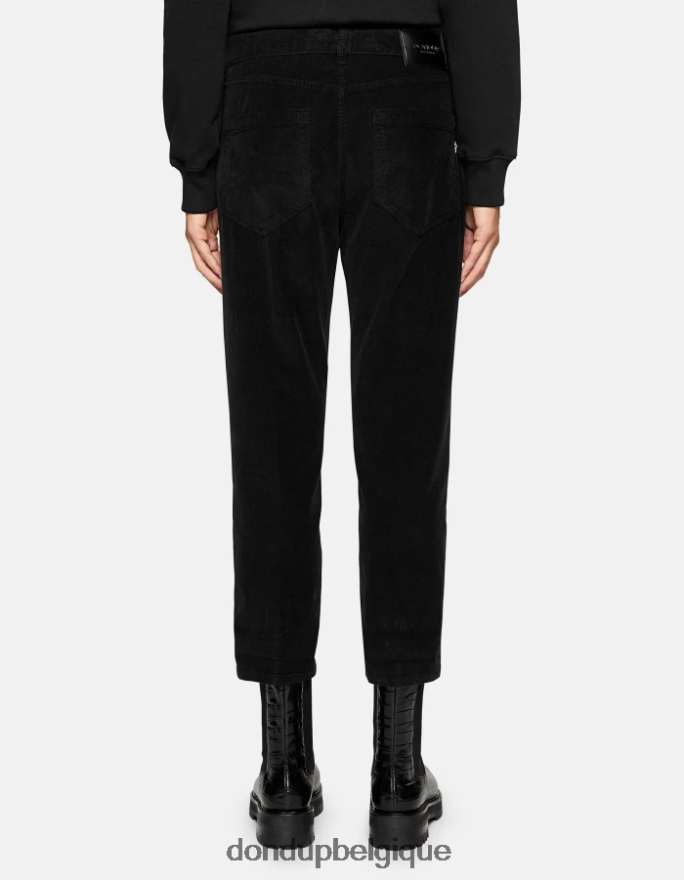femmes vêtements DONDUP noir koons pantalon ample en velours 8826D070