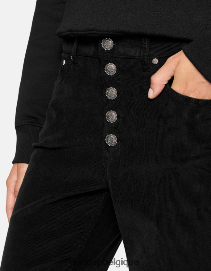 femmes vêtements DONDUP noir koons pantalon ample en velours 8826D070