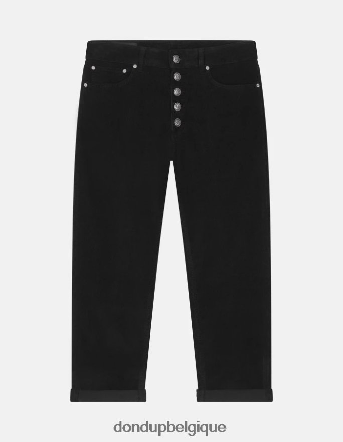 femmes vêtements DONDUP noir koons pantalon ample en velours 8826D070