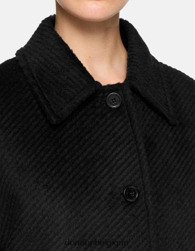 femmes vêtements DONDUP noir manteau en tissu à simple boutonnage 8826D0347