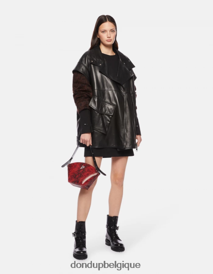 femmes vêtements DONDUP noir manteau oversize en cuir nappa 8826D0350