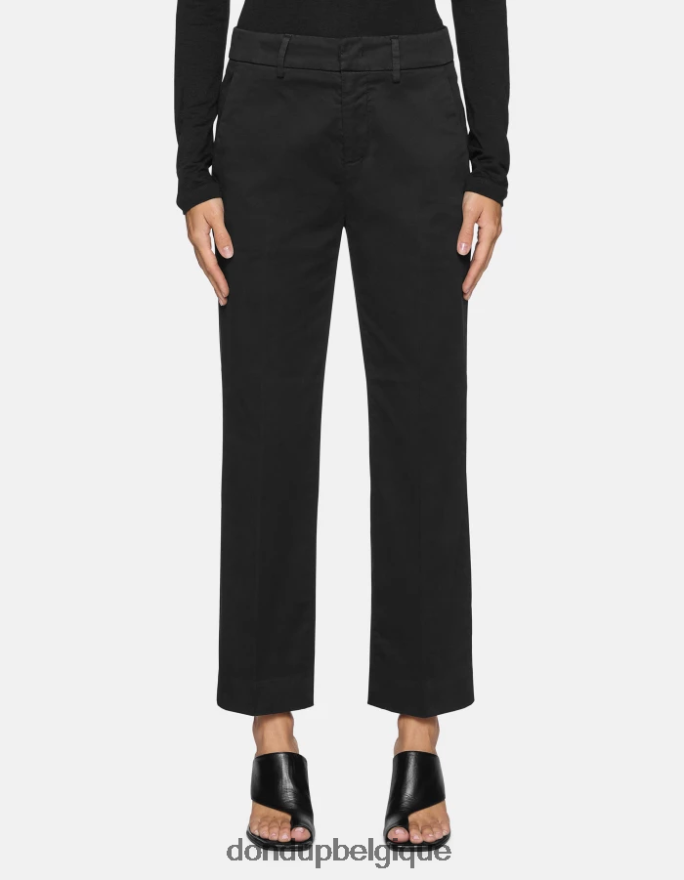 femmes vêtements DONDUP noir meli pantalon ample raccourci en satin 8826D0225