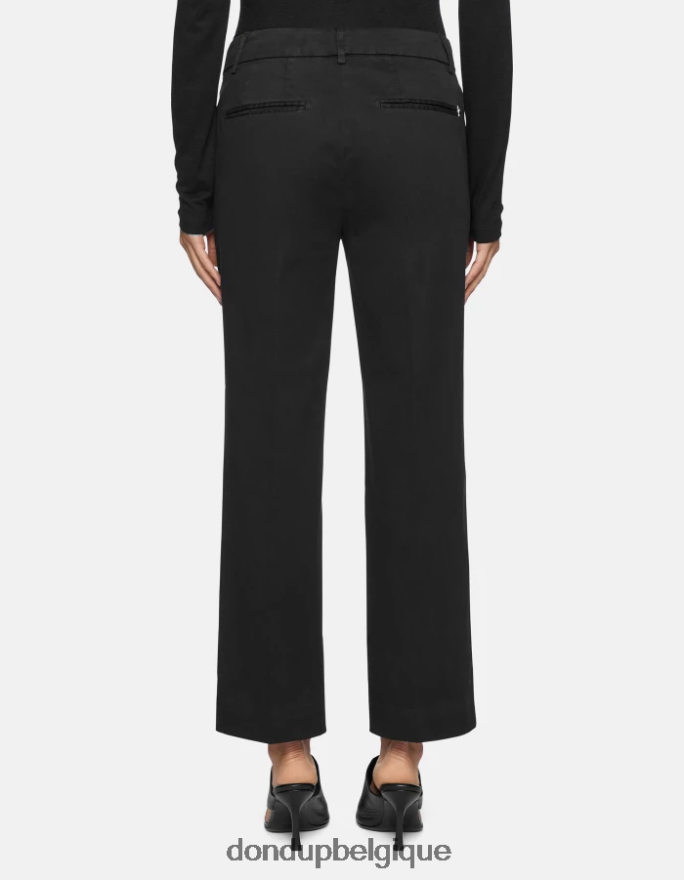 femmes vêtements DONDUP noir meli pantalon ample raccourci en satin 8826D0225