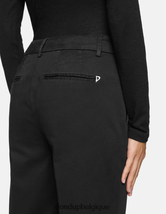 femmes vêtements DONDUP noir meli pantalon ample raccourci en satin 8826D0225