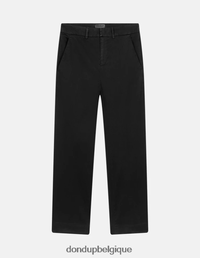femmes vêtements DONDUP noir meli pantalon ample raccourci en satin 8826D0225