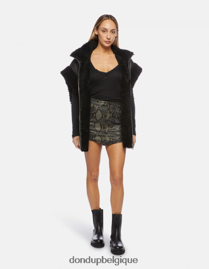 femmes vêtements DONDUP noir mini-jupe en coton imprimé 8826D0408
