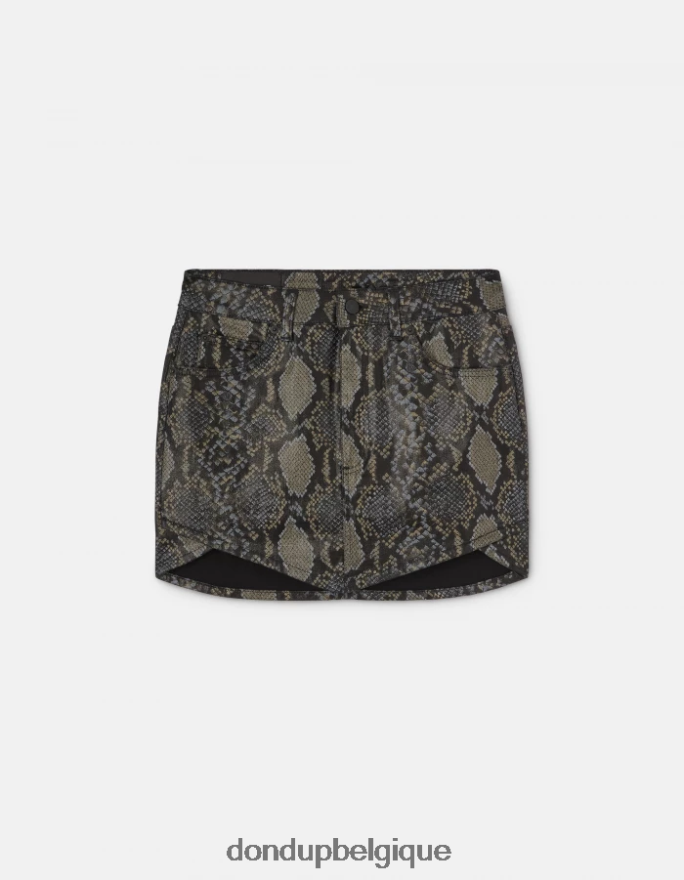 femmes vêtements DONDUP noir mini-jupe en coton imprimé 8826D0408
