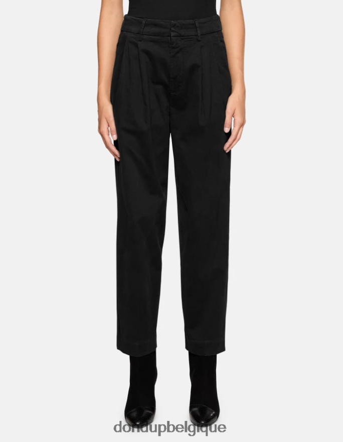 femmes vêtements DONDUP noir pantalon ample en coton sheryl 8826D0237