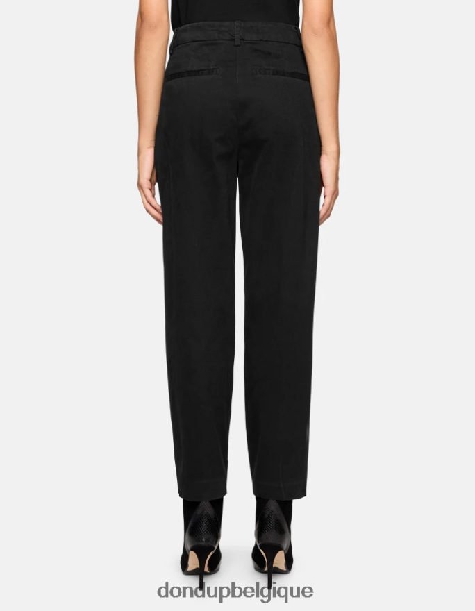 femmes vêtements DONDUP noir pantalon ample en coton sheryl 8826D0237