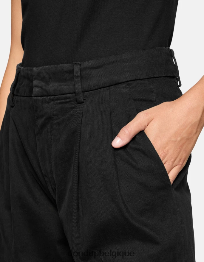 femmes vêtements DONDUP noir pantalon ample en coton sheryl 8826D0237