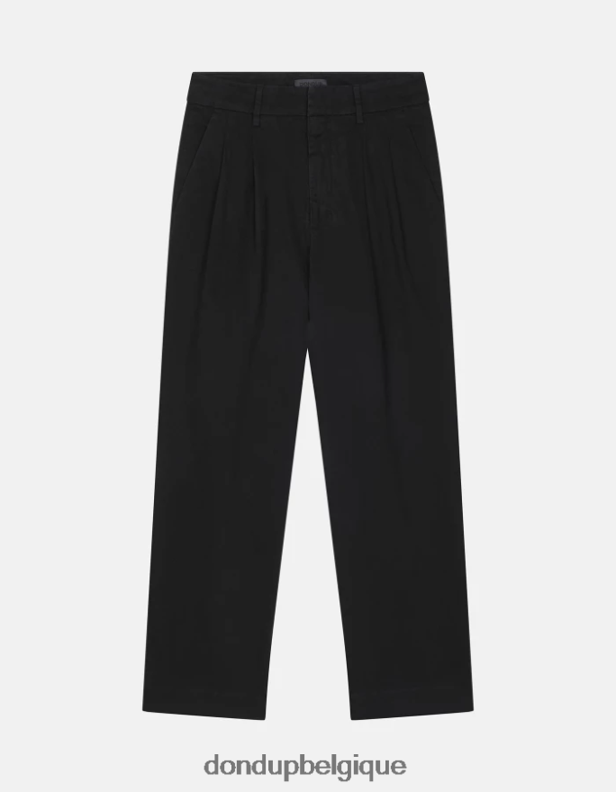 femmes vêtements DONDUP noir pantalon ample en coton sheryl 8826D0237