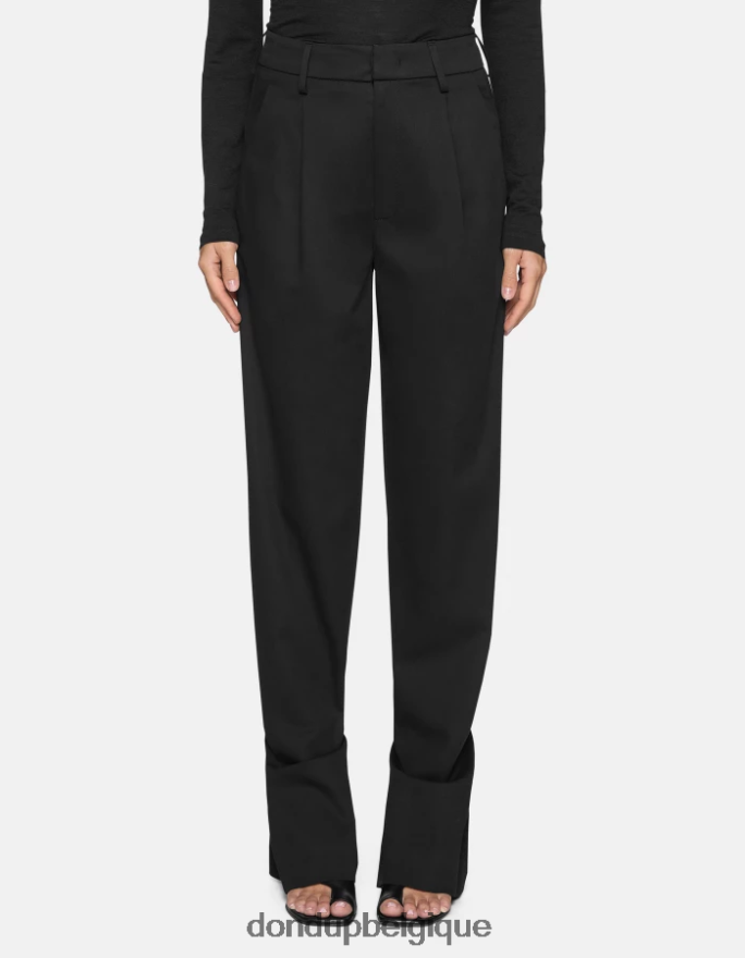 femmes vêtements DONDUP noir pantalon ample en coton tru 8826D0215