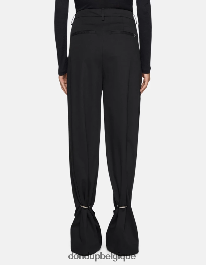 femmes vêtements DONDUP noir pantalon ample en coton tru 8826D0215