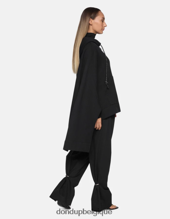 femmes vêtements DONDUP noir pantalon ample en coton tru 8826D0215