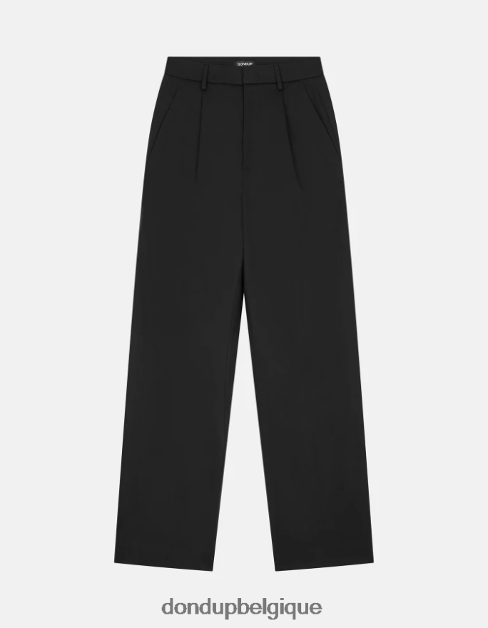 femmes vêtements DONDUP noir pantalon ample en coton tru 8826D0215