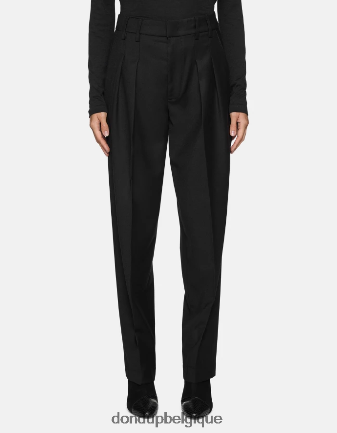 femmes vêtements DONDUP noir pantalon ample en flanelle daly 8826D0195
