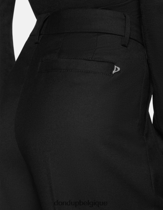 femmes vêtements DONDUP noir pantalon ample en flanelle daly 8826D0195