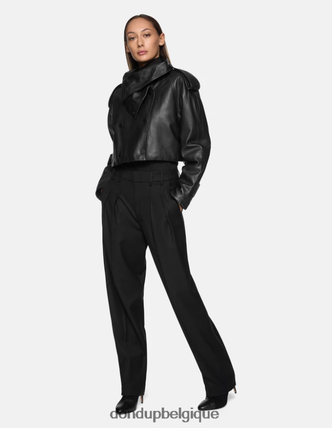 femmes vêtements DONDUP noir pantalon ample en flanelle daly 8826D0195