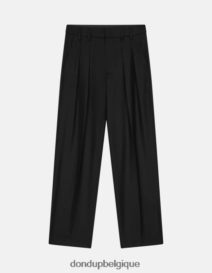 femmes vêtements DONDUP noir pantalon ample en flanelle daly 8826D0195