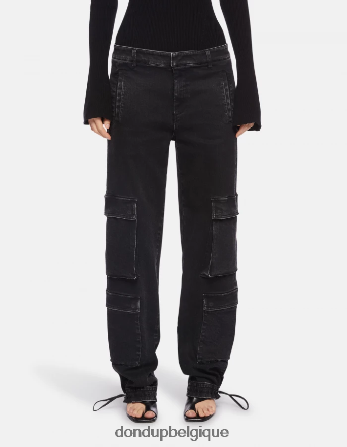 femmes vêtements DONDUP noir pantalon ample en jean stretch tori 8826D0130