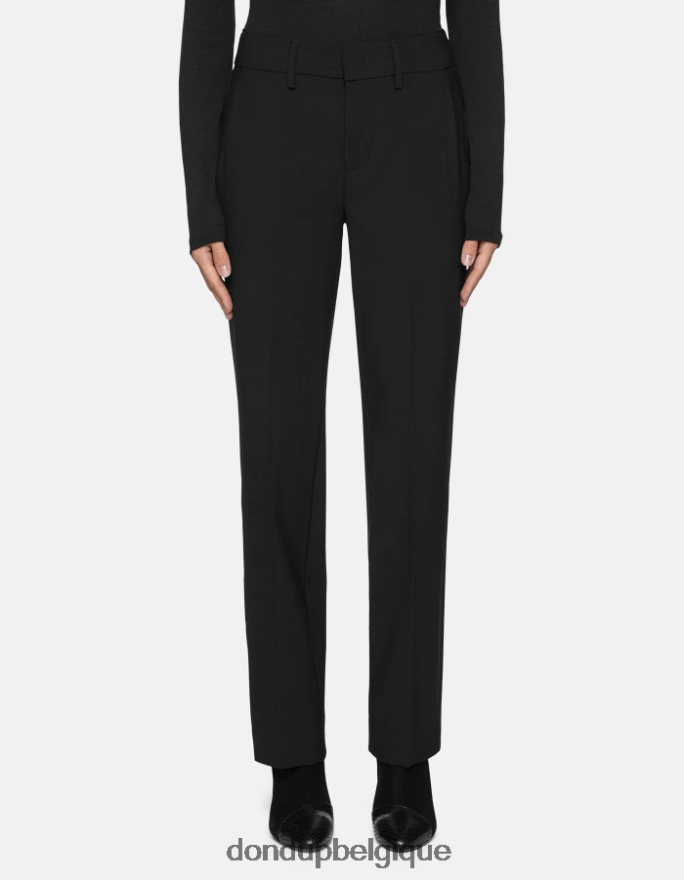 femmes vêtements DONDUP noir pantalon ample en laine 30 pouces meli 8826D0240